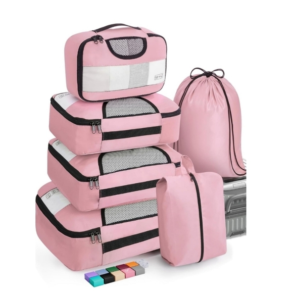 Veken Pink 6-Piece Packing Cubes Set - Extra Large, Large, Medium, Small - Picture 11 of 15